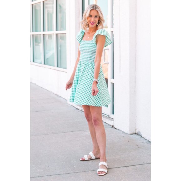 Old Navy Mint Checkered Midi Dress - Picture 4 of 14